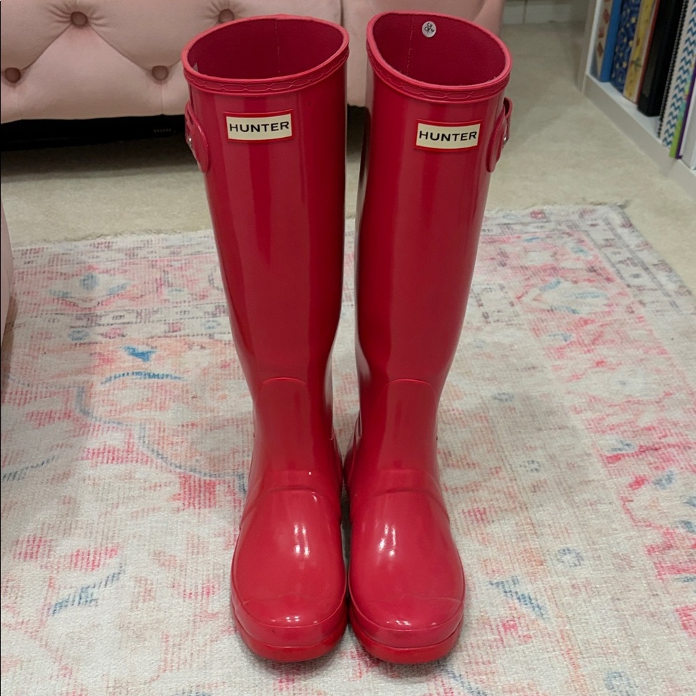 Hot Pink! Hunter Glossy Red Tall Boots